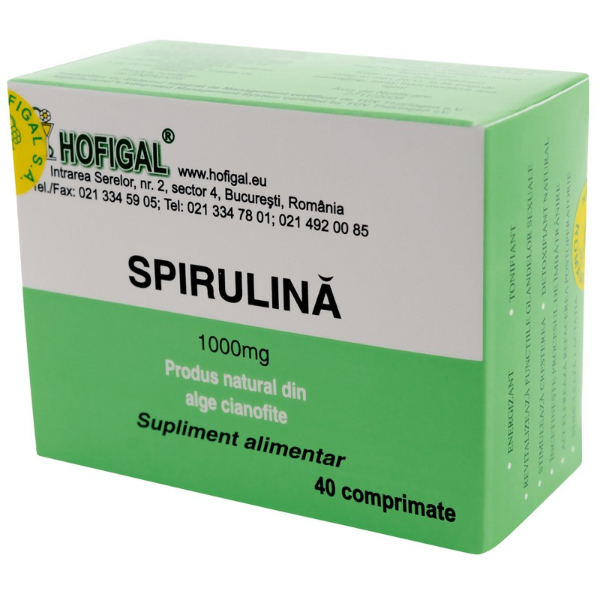 Spirulina 1000mg, 40 comprimate - Hofigal