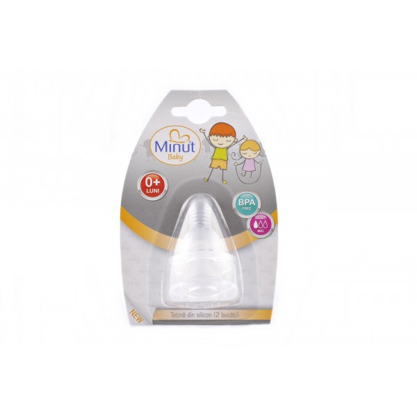 Tetina silicon rotunda, +3 luni, 2 bucati - Minut Baby