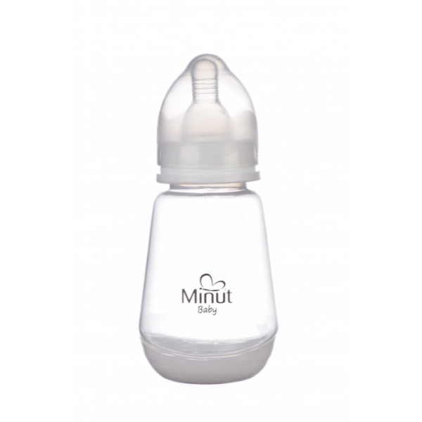 Biberon cu tetina din silicon si capac, 150 ml - Minut Baby