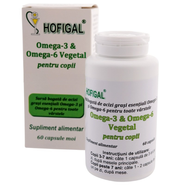 Omega 3 & Omega 6 Pentru Copii, 60 Capsule - Hofigal