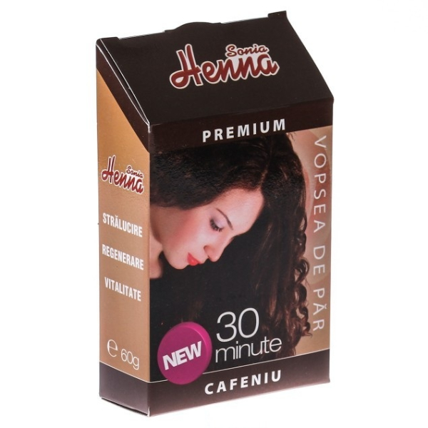 Vopsea de par cu henna nuanta cafeniu, 60 g - Henna Sonia