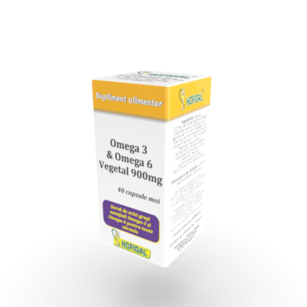 Omega 3 & Omega 6 Vegetal, 900 mg, 40 capsule - Hofigal