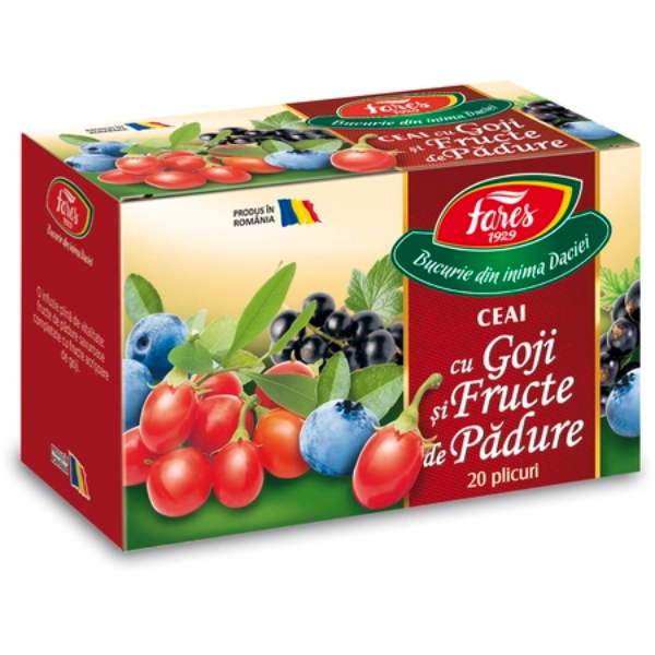 Ceai cu goji si fructe de padure, Aromfruct, 20 plicuri - Fares