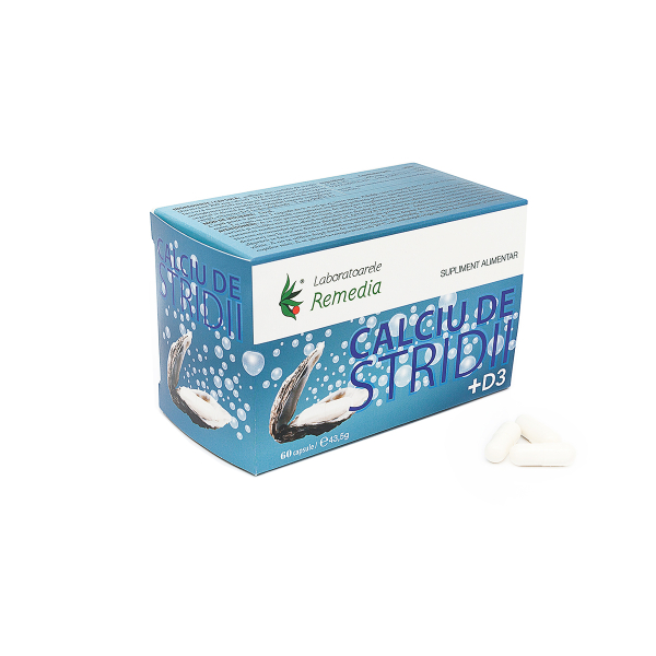 Calciu Stridii cu Vitamina D3, 60 Capsule - Remedia