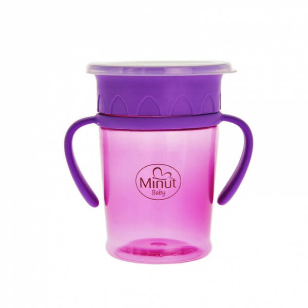 Cana anticurgere cu manere, 270 ml (+0 luni) - Minut Baby