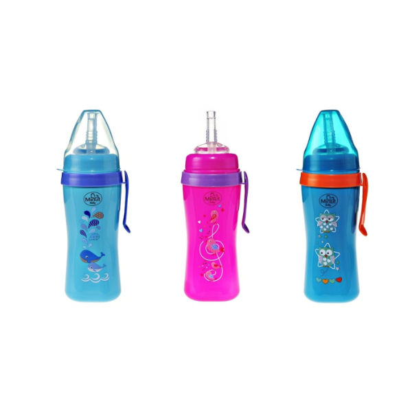 Cana cu pai silicon si clips de prindere, 360 ml (+6 luni) - Minut Baby