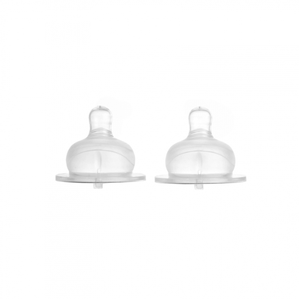 Tetina silicon gat larg, debit mic, +0 luni, 2 bucati - Minut Baby