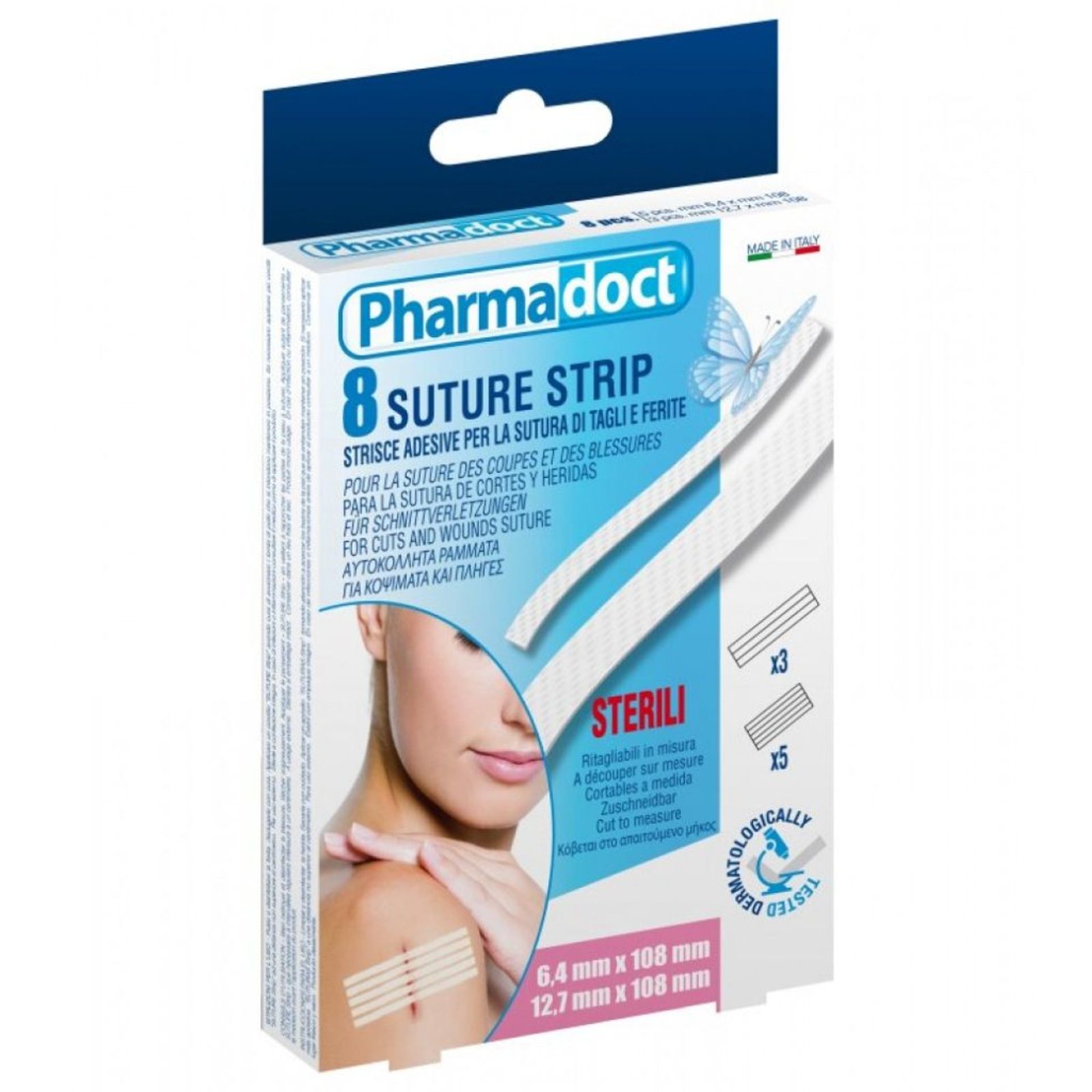Plasturi sterili sutura, 3 bucati (12.7x108mm), 5 bucati (6.4x108mm) - Pharmadoct