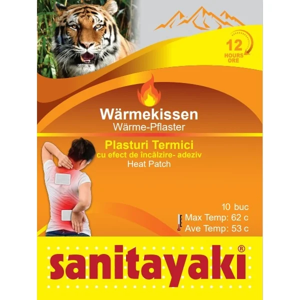 Plasturi antireumatici termic Sanitayaki, 8 ore, 13 cm x 9.5 cm - Turda Pharm
