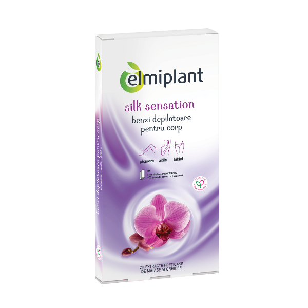 Benzi depilatoare pentru fata cu ulei de matase si orhidee Silk Sensation, 20 benzi - Elmiplant