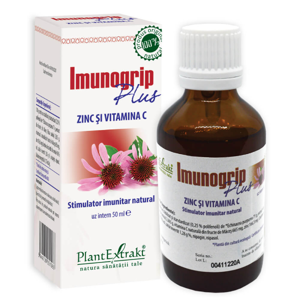 Imunogrip Plus Zinc si Vitamina C, 50 ml - PlantExtrakt