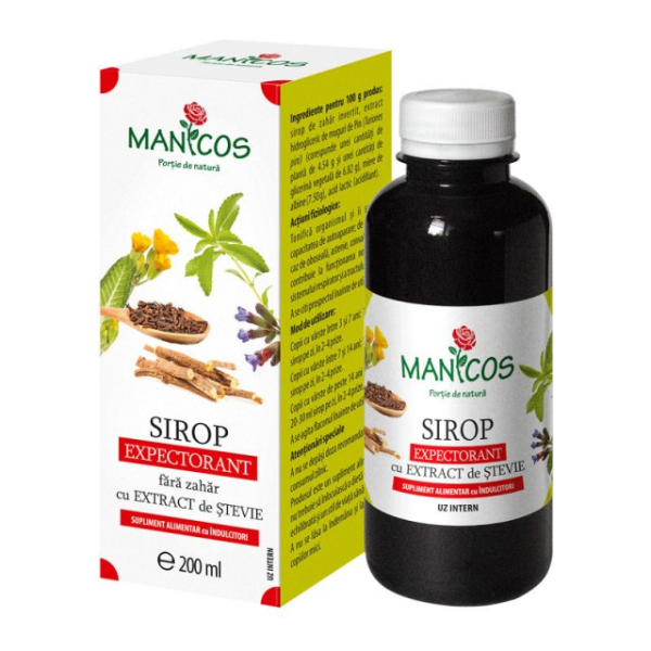 Sirop expectorant fara zahar, 200 ml - Manicos