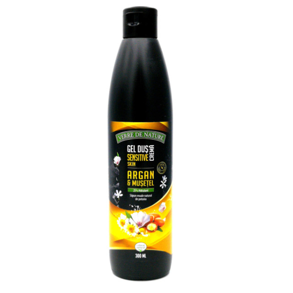 Gel de dus crema Sensitive Skin cu argan, musetel si miere de albine, 300 ml - Manicos