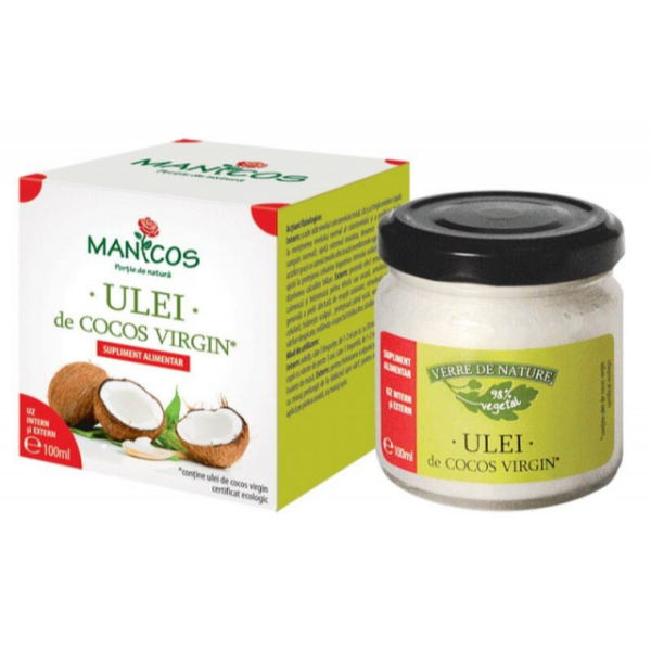 Ulei de cocos virgin, 100 ml - Manicos