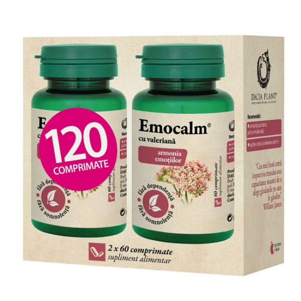 Emocalm cu valeriana, 60 comprimate (1+1 gratis) - Dacia Plant