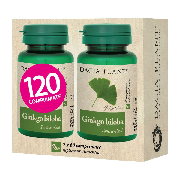 Ginkgo biloba, 60 comprimate (1+1 gratis) - Dacia Plant