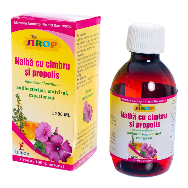 Sirop de nalba cu cimbru si propolis, 200 ml - Elidor