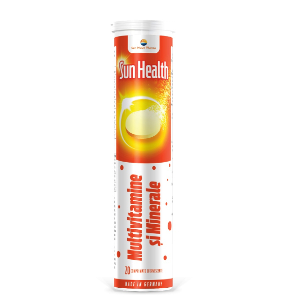 Multivitamine si minerale Sun Health efervescent, 20 comprimate - Sun Wave Pharma