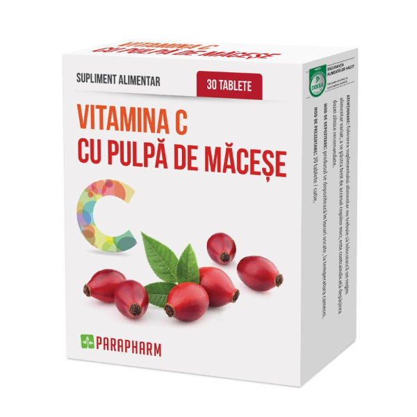 Vitamina C cu Pulpa de Macese, 30 tablete - Parapharm
