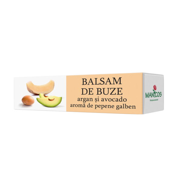 Balsam de buze cu ulei de argan, avocado si aroma de pepene galben, 4.8 g - Manicos