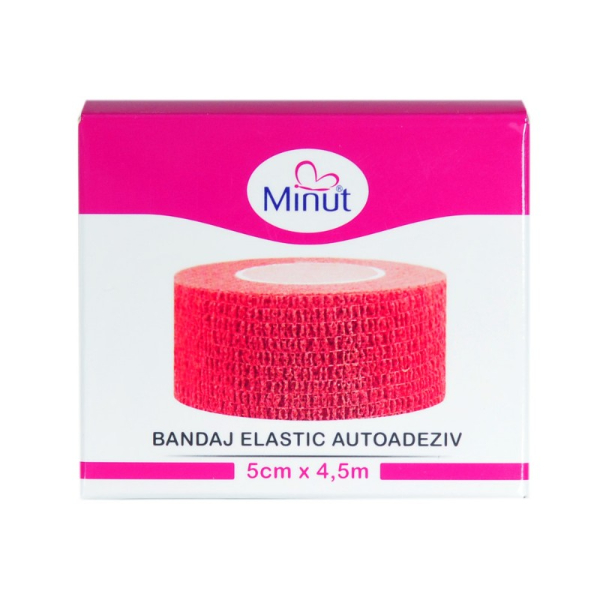 Bandaj autoadeziv rosu 5 cm x 4.5 m - Minut