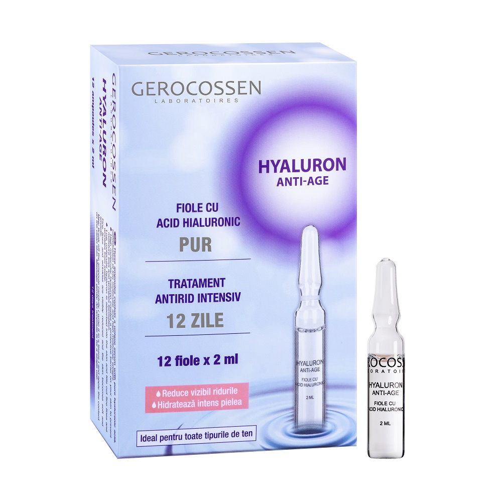 Hyaluron Fiole Acid Hialuronic Pur, 12 fiole x 2 ml - Gerocossen