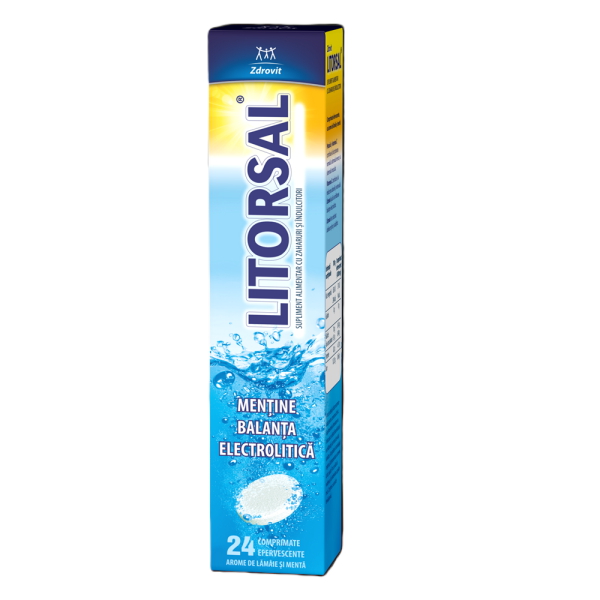 Litorsal cu Electroliti, 24 comprimate efervescente - Zdrovit