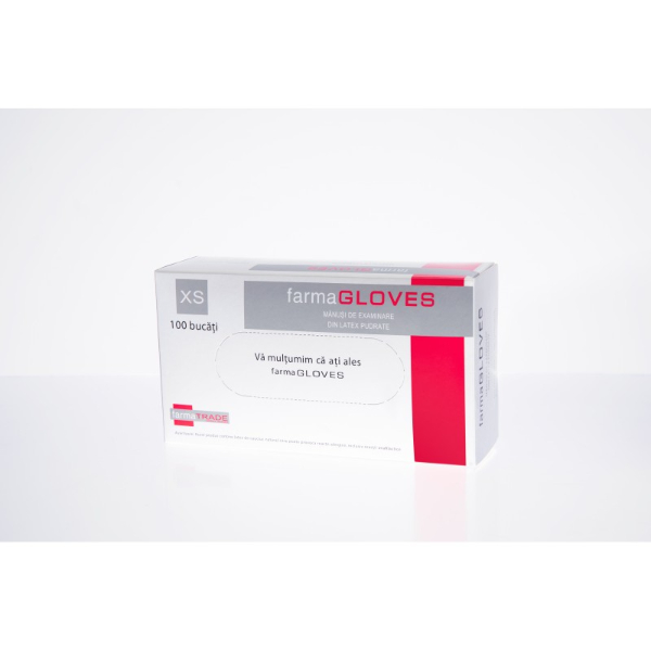 Manusi exam latex pudrate 100 bucati - L - Farmagloves