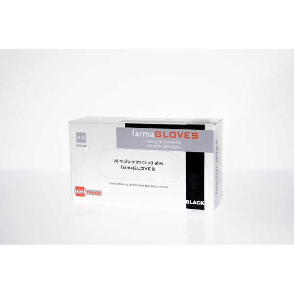 Manusi exam nitril negre 100 bucati - XS - Farmagloves