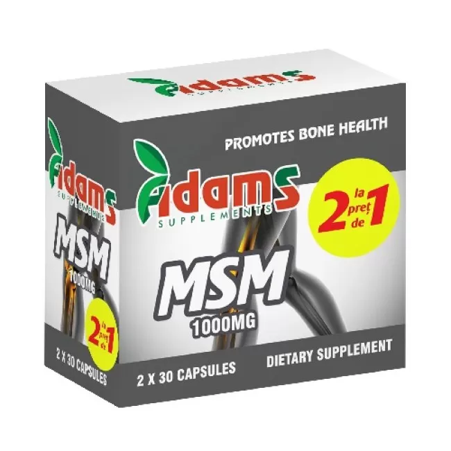 Pachet MSM, 1000 mg, 30 Capsule - Adams 1+1 Gratuit