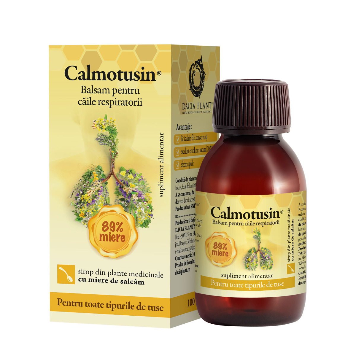 Calmotusin sirop cu miere, 100 ml - Dacia Plant