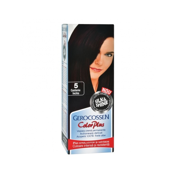 Vopsea de par Color Plus Nr. 5 Castaniu Inchis, 50 g - Gerocossen