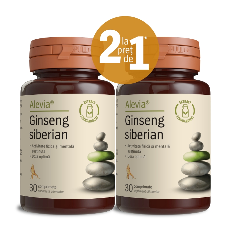 Ginseng Siberian 250 mg, 30 comprimate (1+1 Gratuit) - Alevia