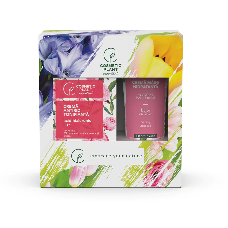 Set Crema Hidratanta cu Bujor, 50 ml + Crema de Maini, 100 ml - Cosmetic Plant
