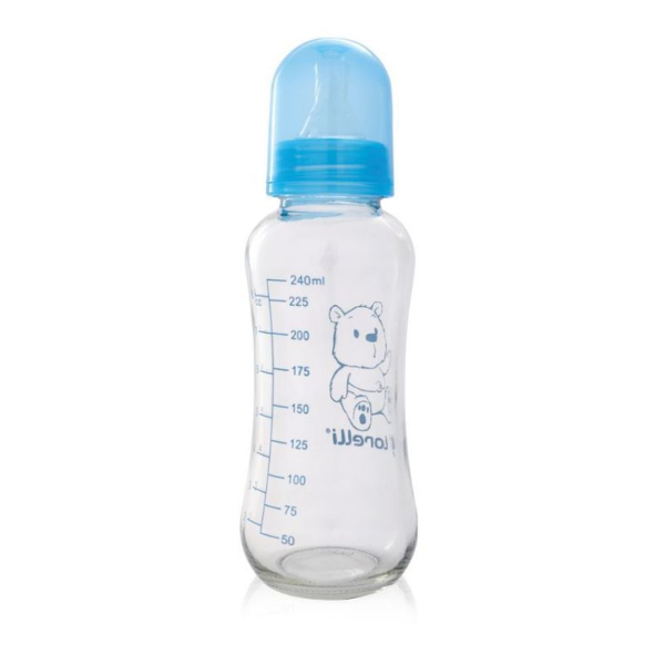 Biberon sticla cu capac, blue, 240 ml - Lorelli