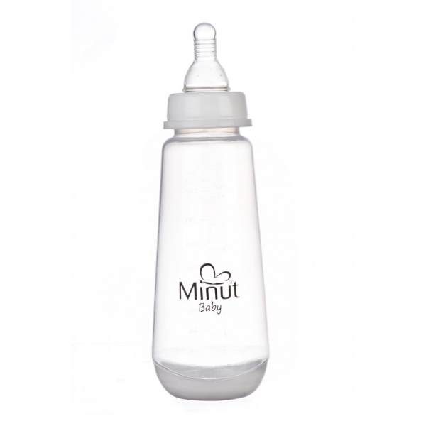 Biberon cu tetina din silicon 3 luni+, 250 ml - Minut Baby