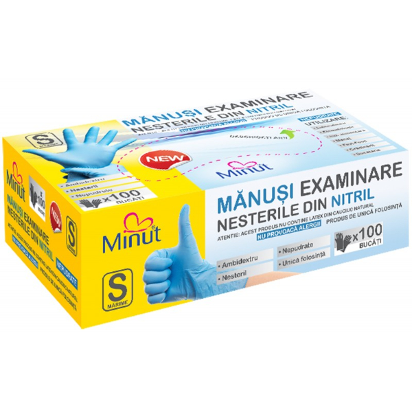 Manusi examinare nitril Minut nepudrate 3.8 g albastre L - Minut